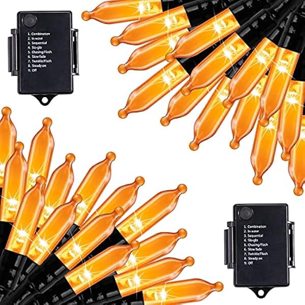 ZLHalloween Orange String Lights Decorations，2 Pack 17.8 Feet 50 LED ...