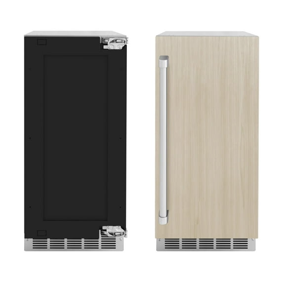 ZLINE Autograph 15" Touchstone Clear Cube Ice Maker with Drain Pump and Panel Ready Door with Matte Black Handle, ICCDPZ-15-MB