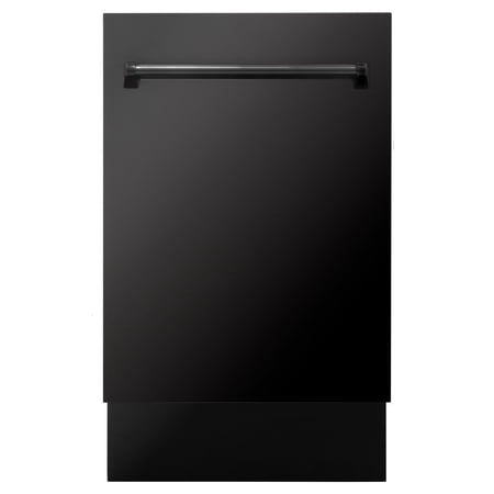 ZLINE 18" Tallac Series 3rd Rack Top Control Built-In Dishwasher in Black Stainless Steel with Stainless Steel Tub, 51dBa (DWV-BS-18)