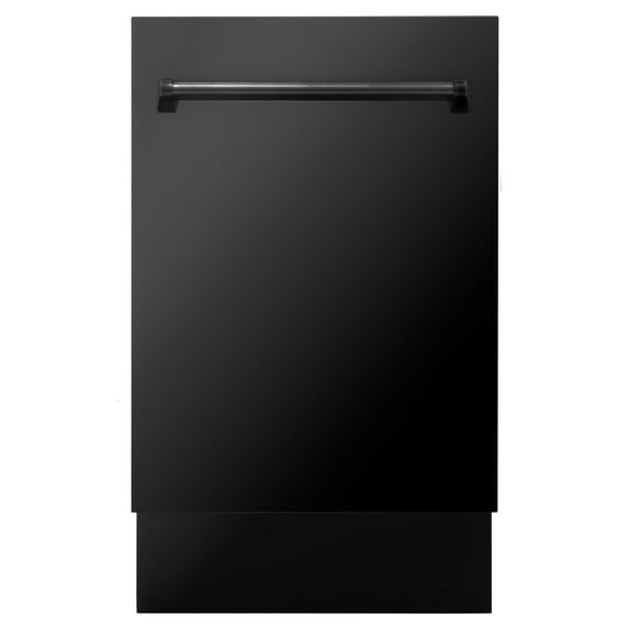 ZLINE 18" Tallac Series 3rd Rack Top Control Built-In Dishwasher in Black Stainless Steel with Stainless Steel Tub, 51dBa (DWV-BS-18)