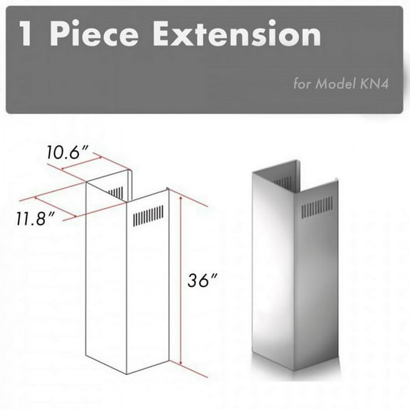 ZLINE 1-36" Chimney Extension for 9 ft. to 10 ft. Ceilings (1PCEXT-KN4)