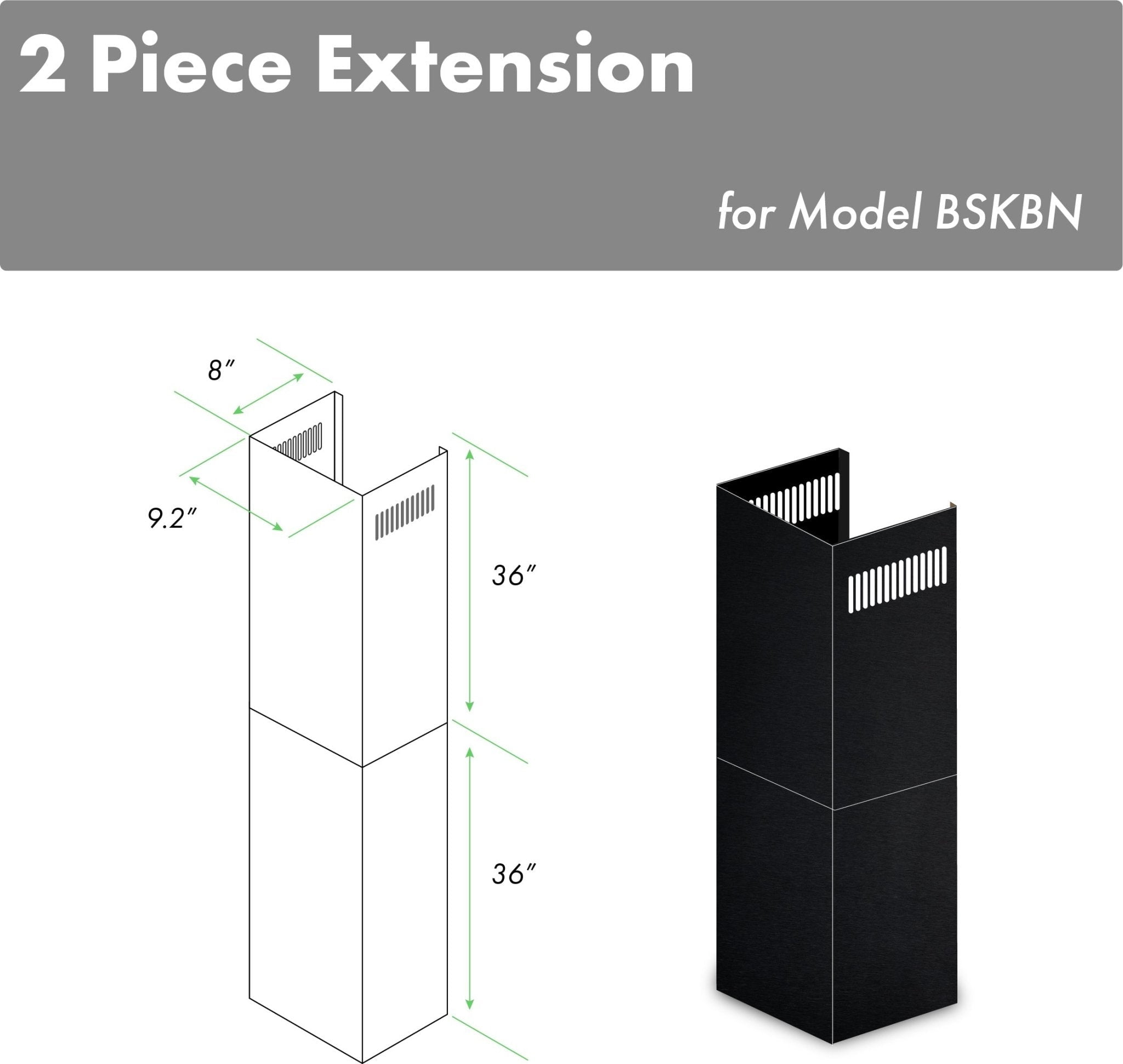 ZLINE KITCHEN AND BATH 2PCEXTBSKBN hood accessories