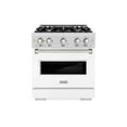 thumbnail image 1 of ZLINE 30 in. 4.2 cu. ft. Classic Dual Fuel Range with 4 Burner Gas Cooktop and Electric Convection Oven in DuraSnow Stainless Steel with White Matte Door (CDRS-WM-30), 1 of 2