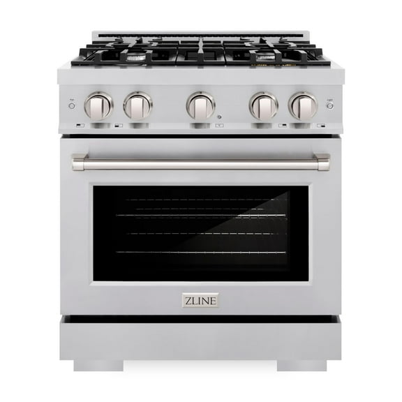 ZLINE 30 in. 4.2 cu. ft. Dual Fuel Range with 4 Burner Gas Cooktop and Electric Convection Oven in Stainless Steel (HDR30)
