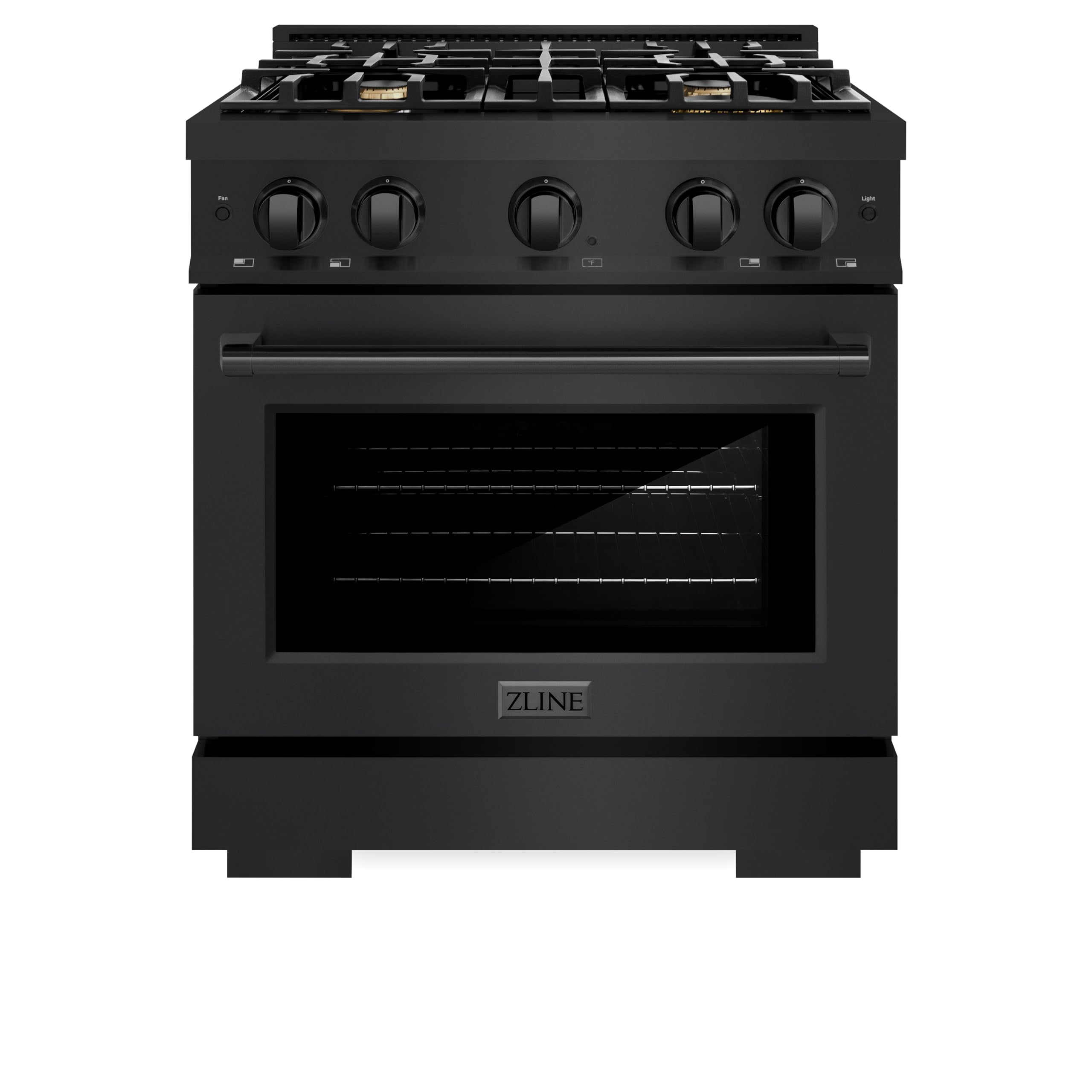 ZLINE 30 in. 4.2 cu. ft. Gas Range with Convection Gas Oven in Black Stainless Steel with 4 Brass Burners (HGRB-BR-30)