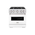 thumbnail image 1 of ZLINE 30 in. 4.2 cu. ft. Classic Gas Range with 4 Burner Cooktop and Convection Gas Oven in DuraSnow Stainless Steel with White Matte Door (CGRS-WM-30), 1 of 2