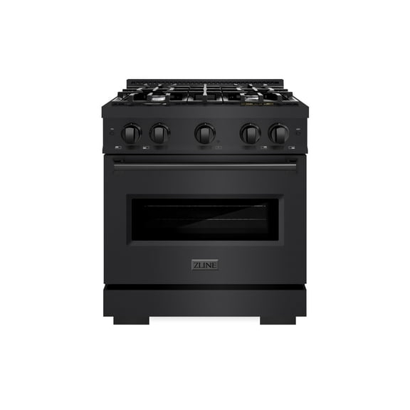 ZLINE 30 in. 4.2 cu. ft. Classic Dual Fuel Range with 4 Burner Gas Cooktop and Electric Convection Oven in Black Stainless Steel (CDRB-30)