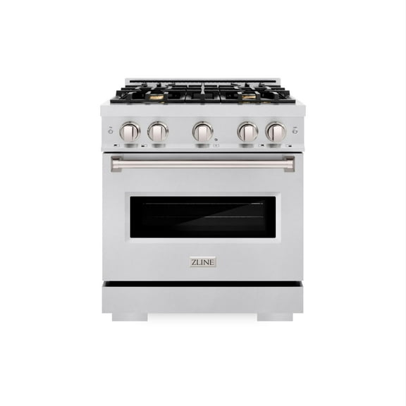 ZLINE 30 in. 4.2 cu. ft. Classic Gas Range with Convection Gas Oven in DuraSnow Stainless Steel with 4 Brass Burners (CGRS-BR-30)