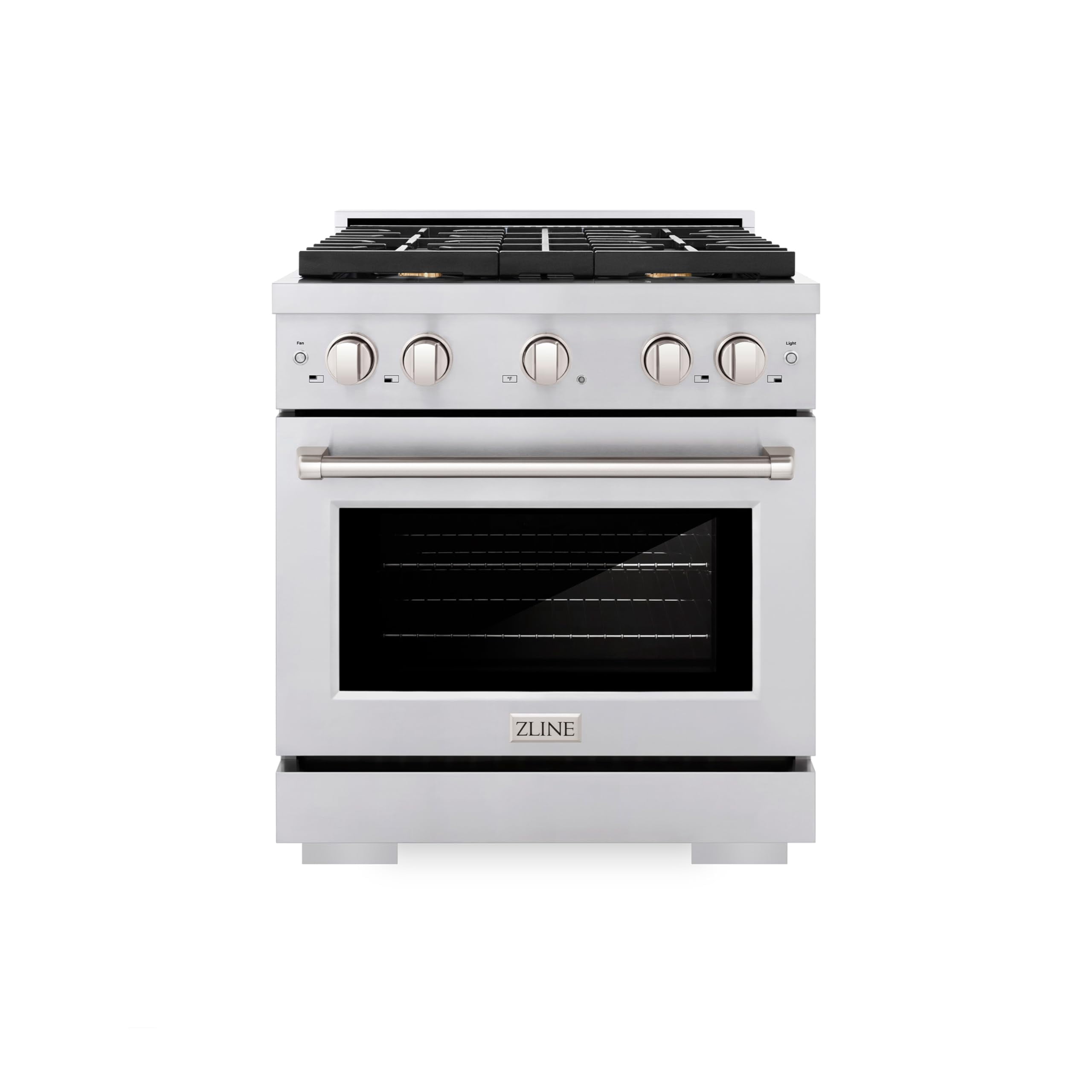 ZLINE 30" 4.2 cu. ft. Paramount Dual Fuel Range in Stainless Steel with 4 Brass Burners, SDR-BR-30