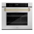thumbnail image 1 of ZLINE 30 in. Autograph Edition Professional Convection Single Wall Oven with Air Fry and Self Clean in DuraSnow Stainless Steel with Champagne Bronze Handle (WASSZ-30-CB), 1 of 2