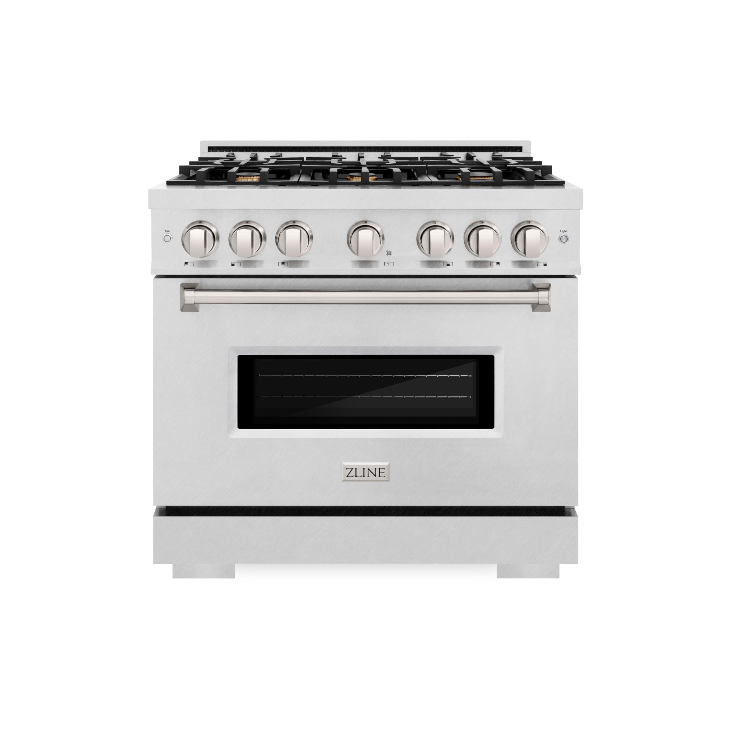 ZLINE 36 in. 5.2 cu. ft. Classic Dual Fuel Range with Gas Cooktop and Electric Convection Oven in DuraSnow Stainless Steel with 6 Brass Burners (CDRS-BR-36)