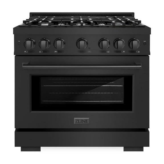 ZLINE 36 in. 5.2 cu. ft. Gas Range with 6 Burner Cooktop and Convection Gas Oven in Black Stainless Steel (HGRB-36)
