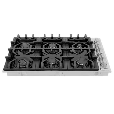 ZLINE 36" Gas Cooktop with 6 Gas Brass Burners and Black Porcelain Top (RC-BR-36-PBT)
