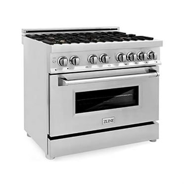 ZLINE 36 In. Professional Dual Fuel Range In Stainless Steel With Brass Burners (RA-BR-36)