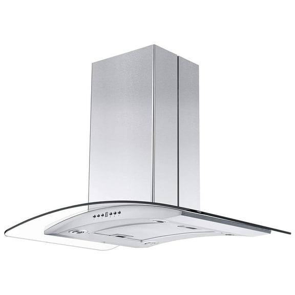 ZLINE 36" Island Ceiling Mount Range Hood w/ LED Lights, Stainless Steel & Glass