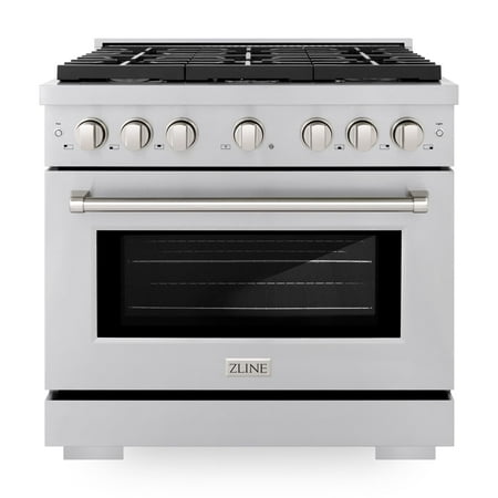 ZLINE 36" 5.2 cu. ft. Paramount Dual Fuel Range with 6 Burners in Stainless Steel, SDR36