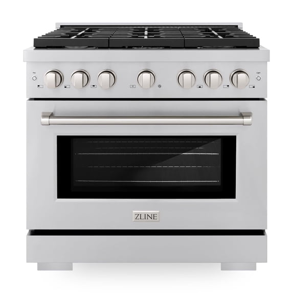 ZLINE 36" 5.2 cu. ft. Paramount Dual Fuel Range with 6 Burners in Stainless Steel, SDR36
