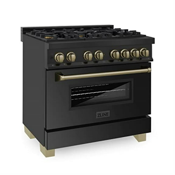 ZLINE RABZ36CB 36 inch Autograph Edition Black/Bronze Freestanding Dual Fuel Range