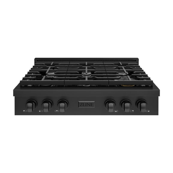 ZLINE 36 in. Paramount Gas Rangetop with 6 Burners and Porcelain Cooktop in Black Stainless Steel (SRTB-36)