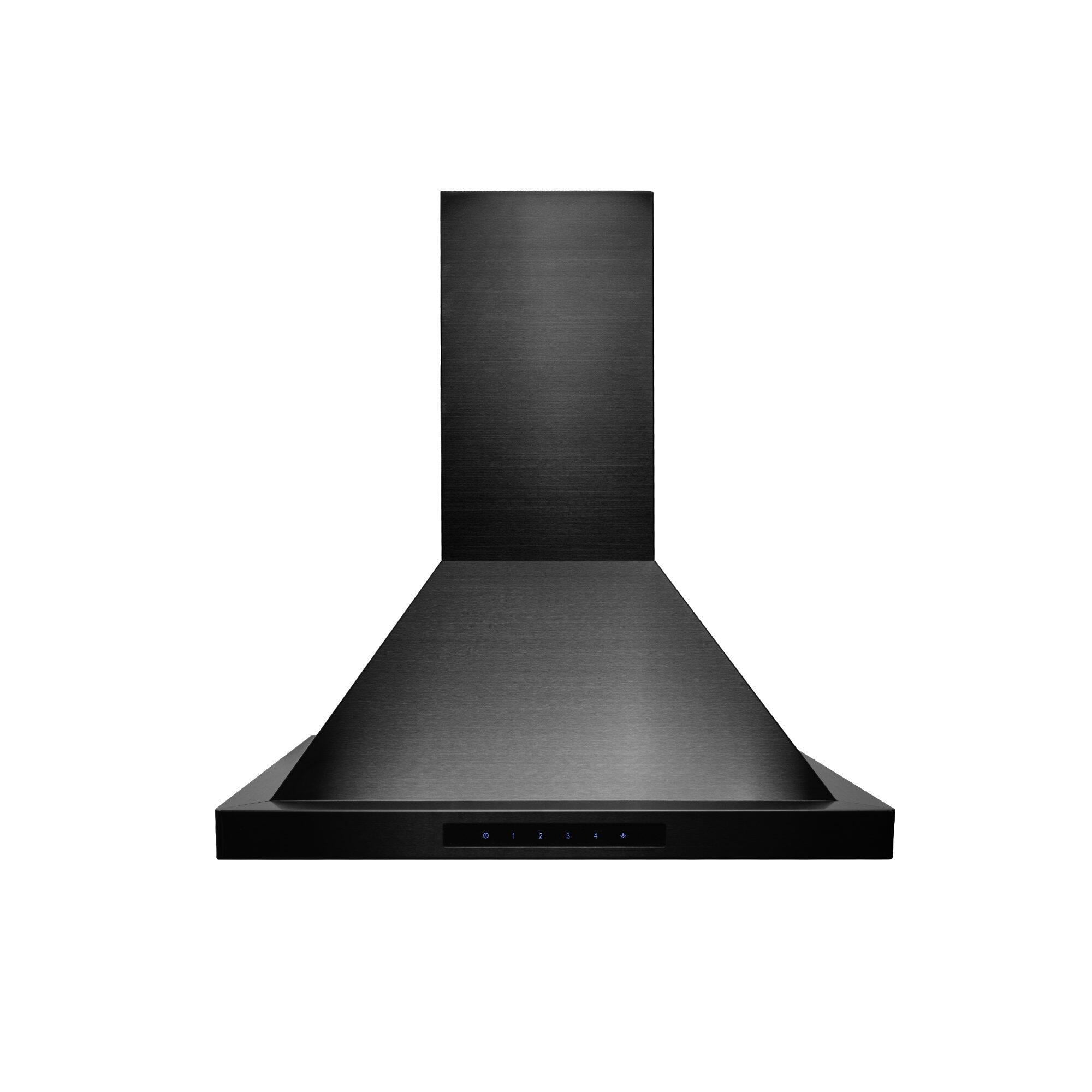 36-Inch Black Stainless Steel Convertible Wall Mount Range Hood
