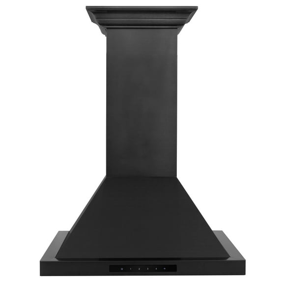 ZLINE 42" Convertible Vent Wall Mount Range Hood in Black Stainless Steel with Crown Molding (BSKBNCRN-42)