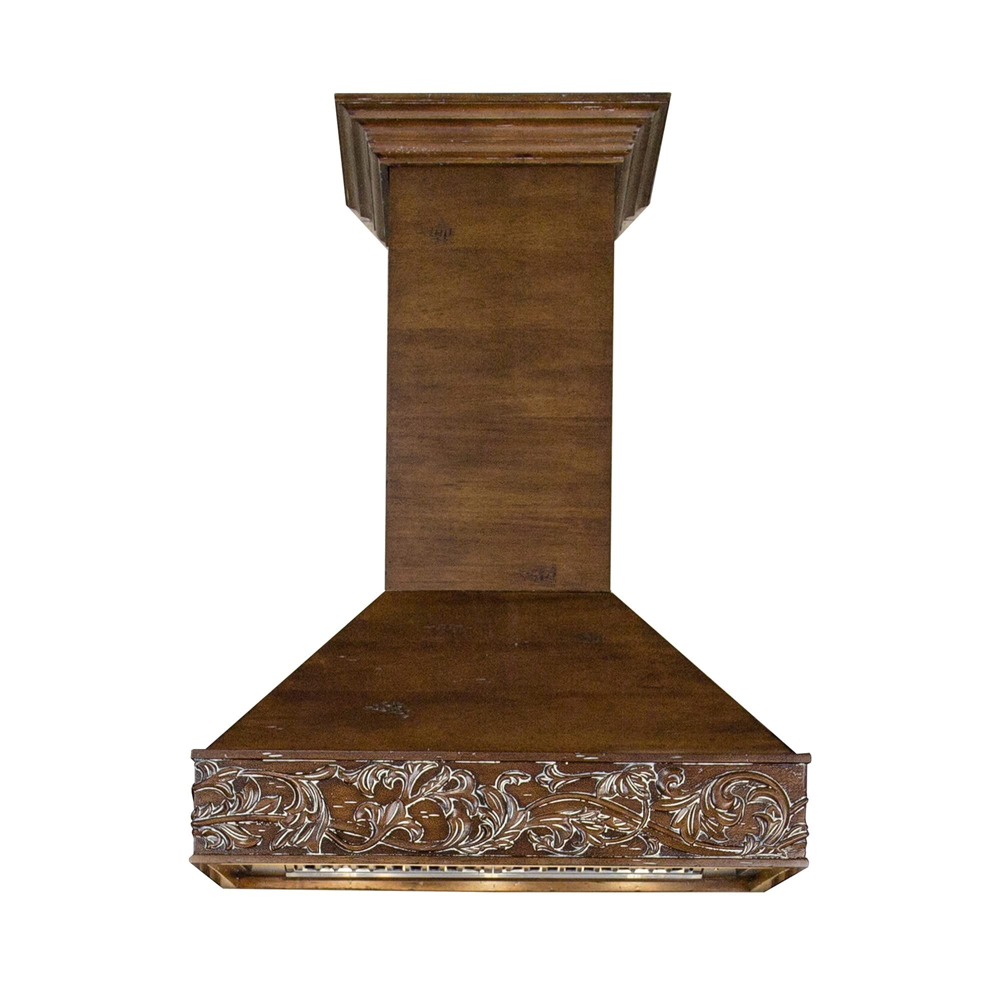 Walnut and Stainless Steel 42'' Wall Mounted Range Hood with Remote Blower