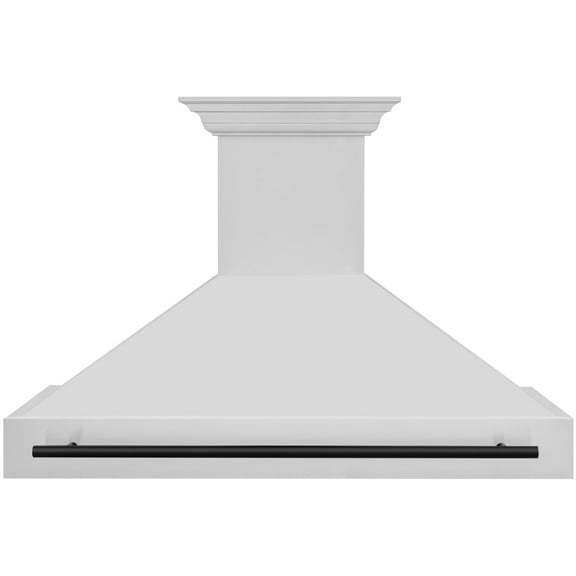 48" ZLINE Autograph Edition DuraSnow Stainless Steel Range Hood with DuraSnow Stainless Steel Shell and Matte Black Handle