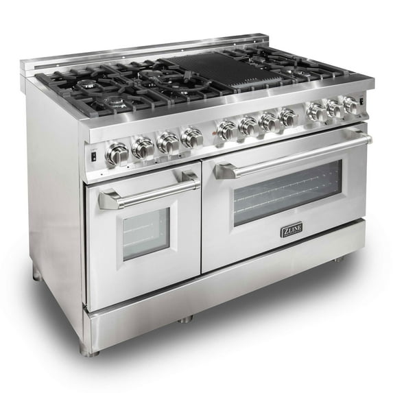 ZLINE 48 in. Professional 6.0 cu. ft. 7 Gas Burner/Electric Oven Range in Stainless Steel (RA48)