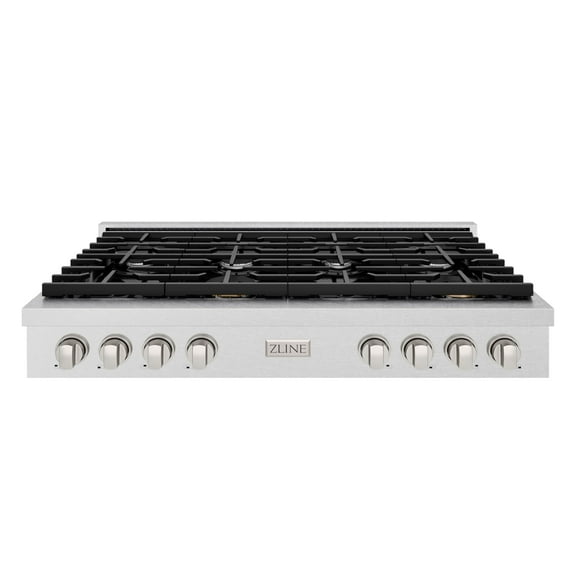 ZLINE 48 in. Paramount Gas Rangetop with 8 Burners and Porcelain Cooktop in DuraSnow Stainless Steel (SRTS-48)
