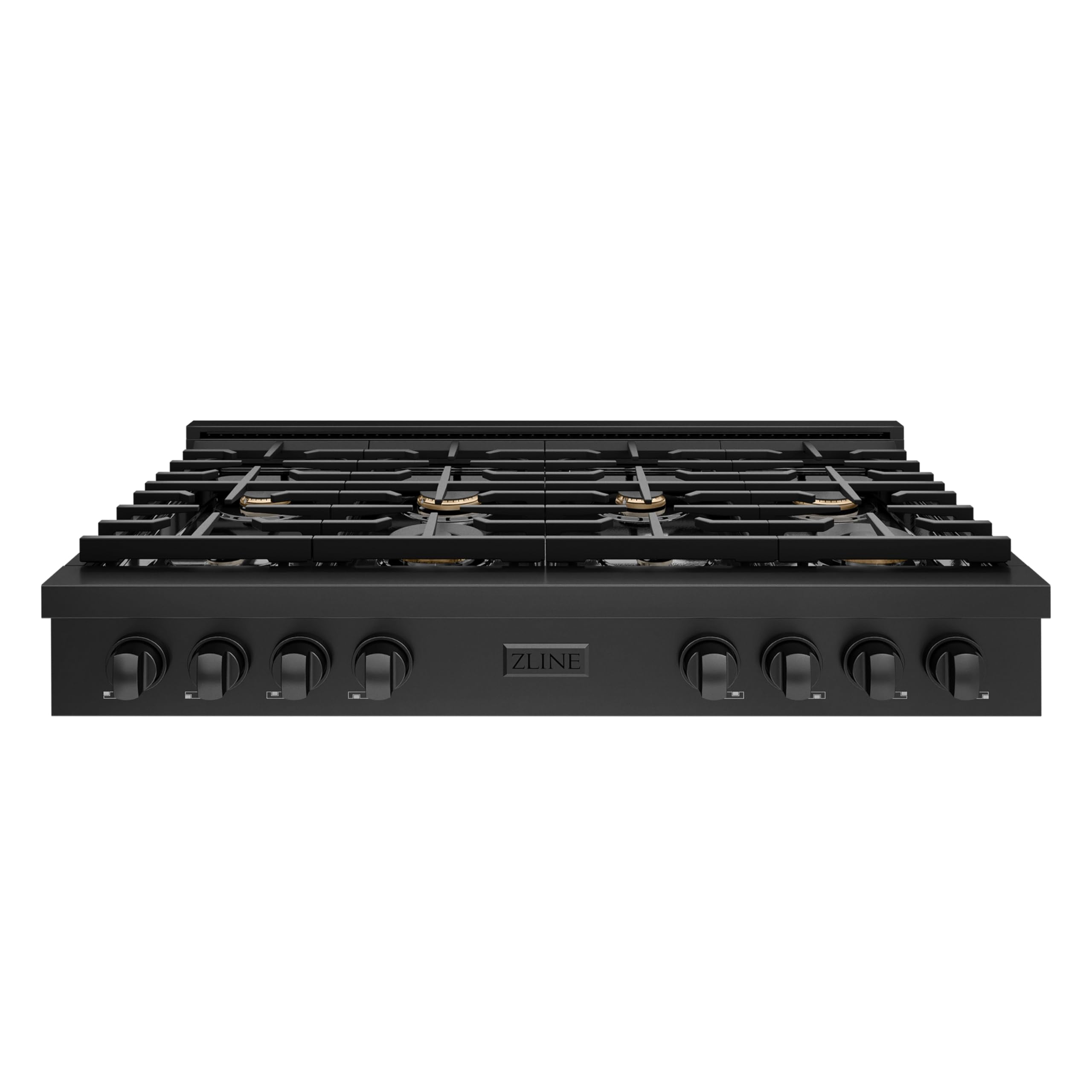 ZLINE 48 in. Paramount Gas Rangetop with 8 Brass Burners and Porcelain Cooktop in Black Stainless Steel (SRTB-BR-48)