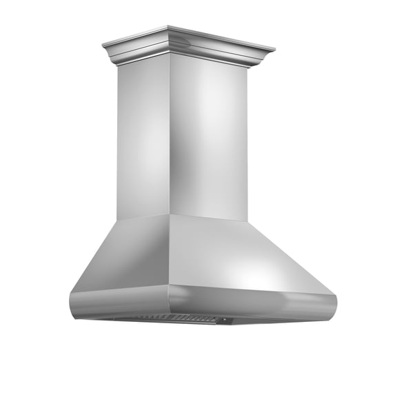 ZLINE 48 in. Professional Wall Mount Range Hood in Stainless Steel with Crown Molding (587CRN-48)