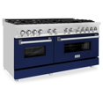 thumbnail image 1 of ZLINE 60" 7.4 cu. ft. Dual Fuel Range with Gas Stove and Electric Oven in Fingerprint Resistant Stainless Steel and Blue Gloss Doors (RAS-BG-60), 1 of 5