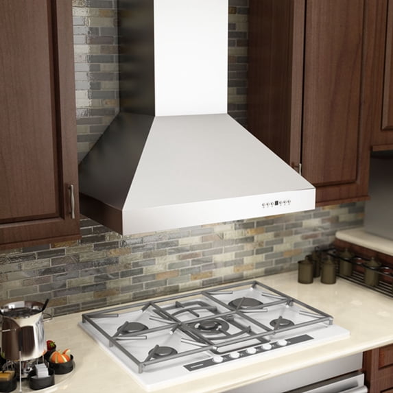 ZLINE 36 in. Professional Wall Mount Range Hood in Stainless Steel with Crown Molding (667CRN-36)
