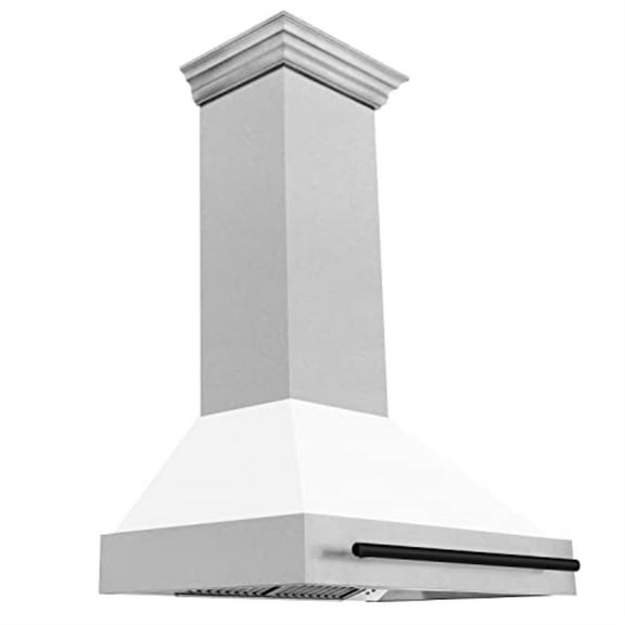 ZLINE 36" Autograph Edition Fingerprint Resistant Stainless Steel Range Hood with White Matte Shell and Matte Black Handle