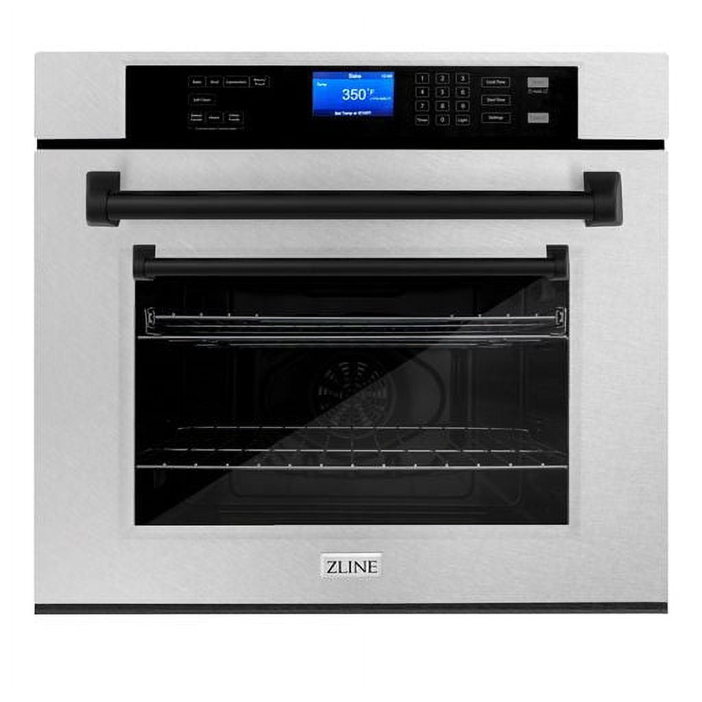ZLINE 30" Autograph Edition Single Wall Oven with Self Clean and True Convection in DuraSnow Stainless Steel and Matte Black (AWSSZ-30-MB)