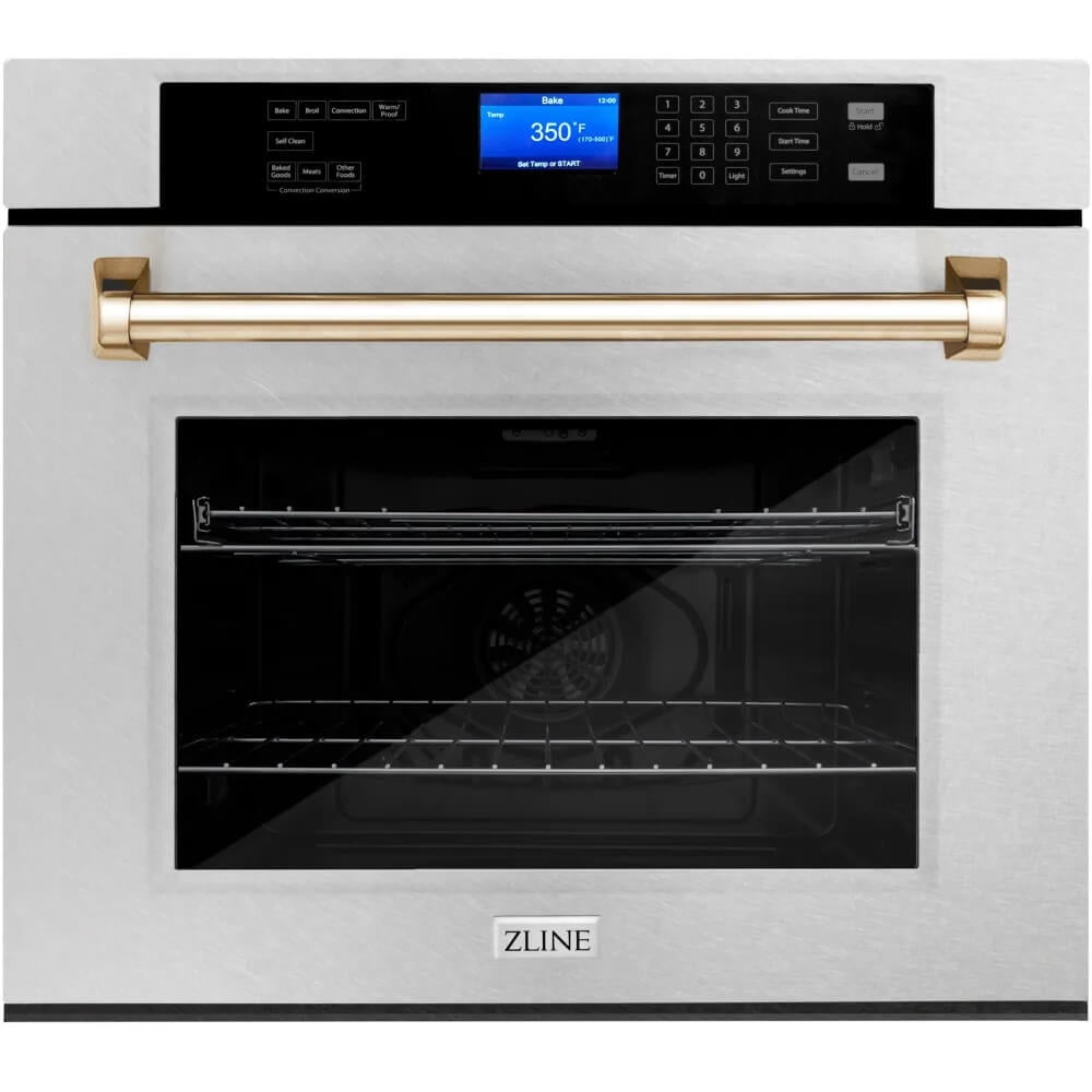 ZLINE AWSSZ30G 30" Electric Wall Oven in Stainless Steel with Gold Accents