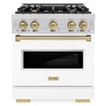 thumbnail image 1 of ZLINE Autograph 30" 4.2 cu. ft. Classic Dual Fuel Range with 4 Burners in Stainless Steel with White Matte Door and Champagne Bronze Accents, CDRZ-WM-30-CB, 1 of 1