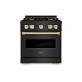 thumbnail image 1 of ZLINE Autograph Edition 30 in. 4.2 cu. ft. Classic Gas Range with 4 Burner Cooktop and Convection Gas Oven in Black Stainless Steel and Polished Gold Accents (CGRBZ-30-G), 1 of 2