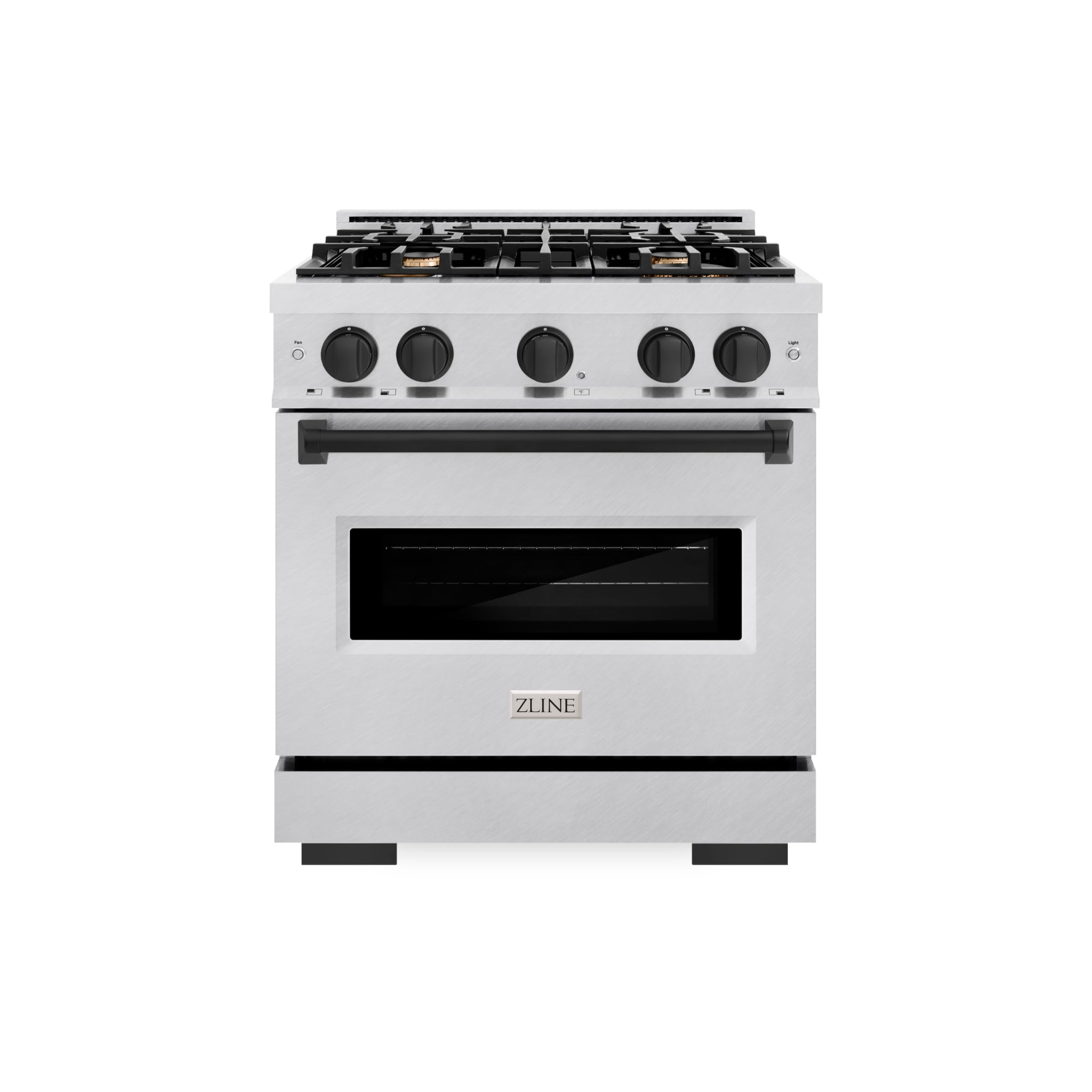 ZLINE Autograph Edition 30 in. 4.2 cu. ft. Classic Dual Fuel Range with 4 Burner Gas Cooktop and Electric Convection Oven in DuraSnow Stainless Steel with Matte Black Accents (CDRSZ-30-MB)