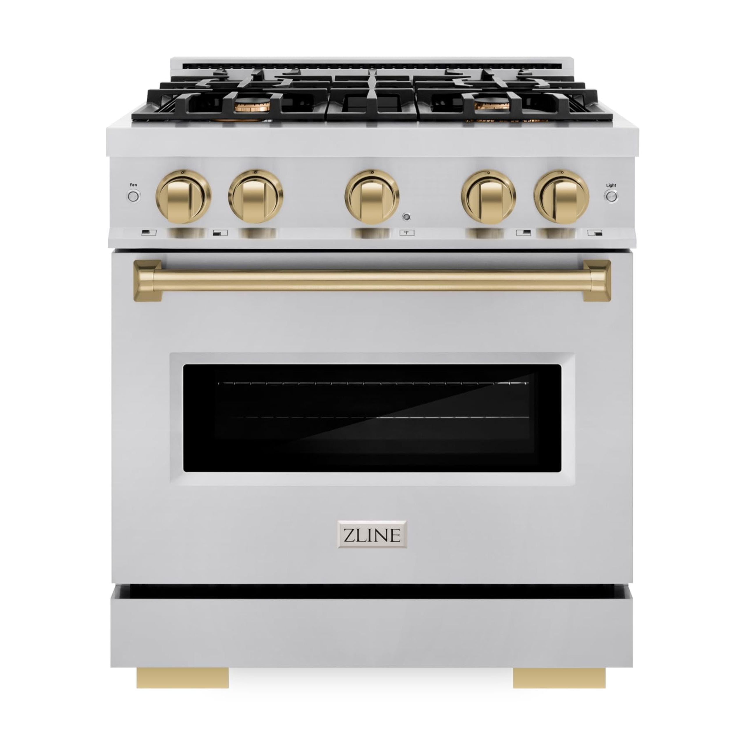 ZLINE Autograph Edition 30 in. 4.2 cu. ft. Classic Dual Fuel Range with 4 Burner Gas Cooktop and Electric Convection Oven in Stainless Steel with Champagne Bronze Accents (CDRZ-30-CB)