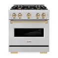 thumbnail image 1 of ZLINE Autograph Edition 30 in. 4.2 cu. ft. Classic Dual Fuel Range with 4 Burner Gas Cooktop and Electric Convection Oven in Stainless Steel with Champagne Bronze Accents (CDRZ-30-CB), 1 of 2