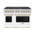 thumbnail image 1 of ZLINE Autograph 48" Paramount Dual Fuel DuraSnow Range w/White & Bronze Accents (SDRSZ-WM-48-CB), 1 of 9