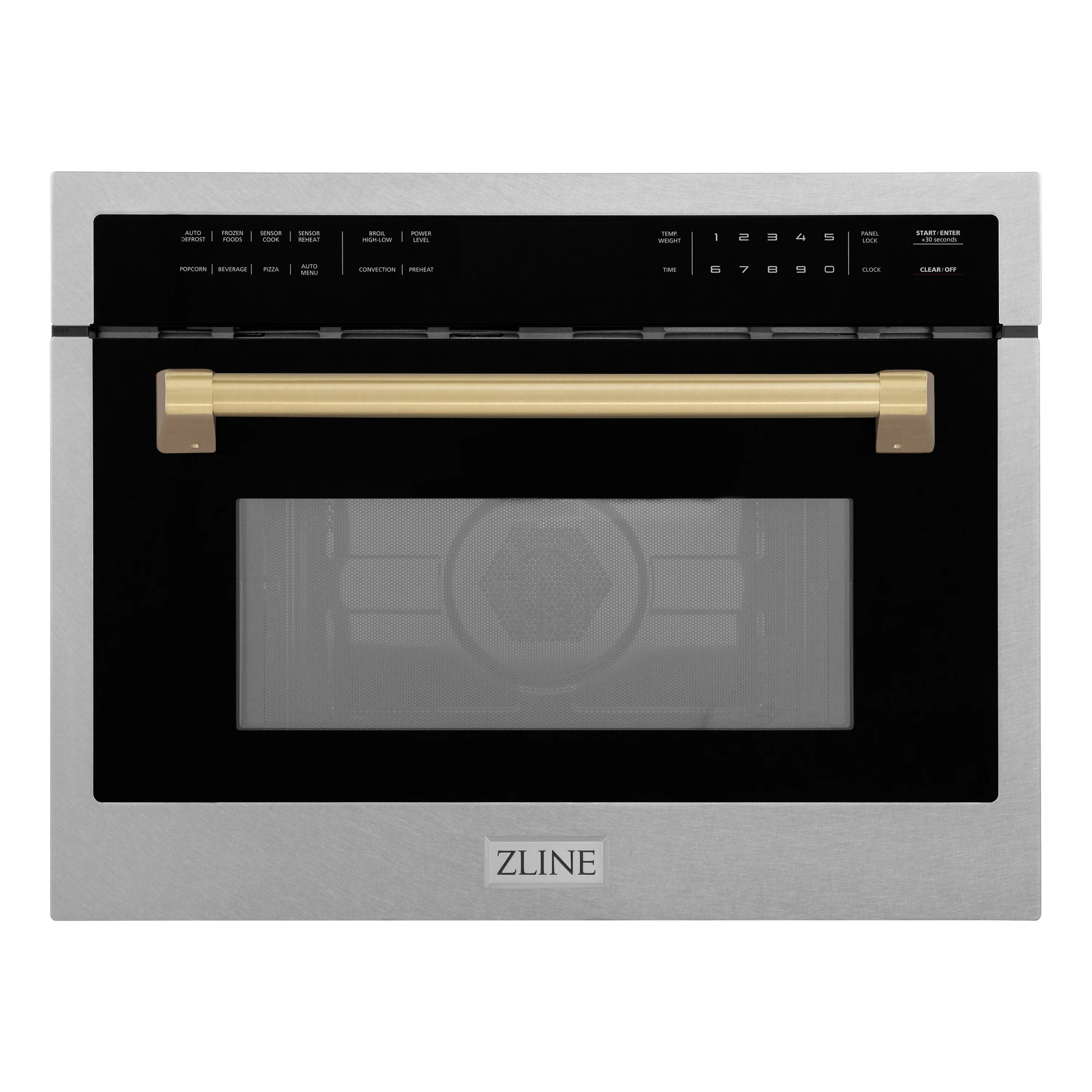 ZLINE Autograph Edition 24" 1.6 cu ft. Built-in Convection Microwave Oven in Fingerprint Resistant Stainless Steel with Champagne Bronze Accents