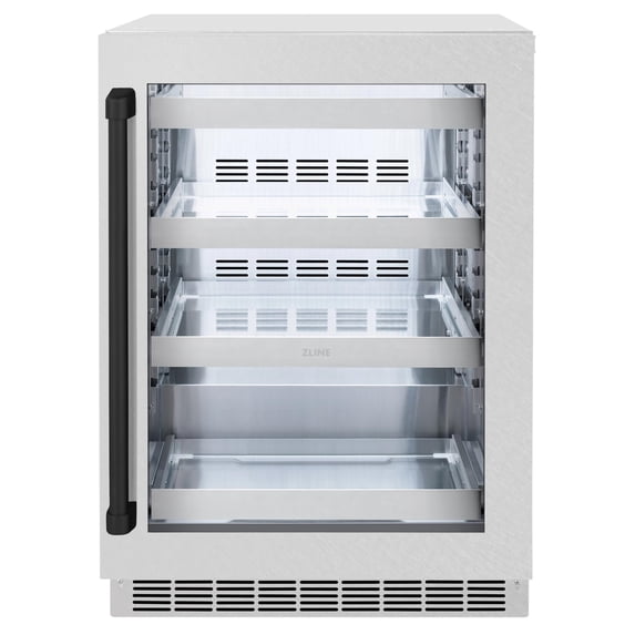 ZLINE Autograph Edition 24 in. Touchstone 151 Can Beverage Fridge With DuraSnow Stainless Steel Glass Door And Matte Black Handle (RBSOZ-SN-24-MB)