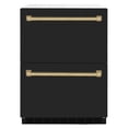 thumbnail image 1 of ZLINE Autograph Edition 24 in. Touchstone 168 Can Outdoor-Rated Dual Refrigerator Drawer with Black Matte Doors and Champagne Bronze Handles (RDSOZ-BLM-24-CB), 1 of 2