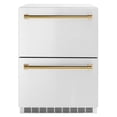 thumbnail image 1 of ZLINE Autograph Edition 24 in. Touchstone 168 Can Outdoor-Rated Dual Refrigerator Drawer with Stainless Steel Doors and Polished Gold Handles (RDSOZ-ST-24-G), 1 of 2
