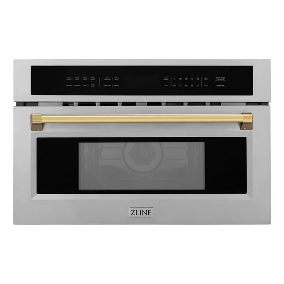 ZLINE Autograph Edition 30 1.6 cu ft. Built-in Convection Microwave Oven in Stainless Steel and Gold Accents