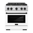 thumbnail image 1 of ZLINE Autograph Edition 30 in. 4.2 cu. ft. 4 Burner Gas Range with Convection Gas Oven in Stainless Steel with White Matte Door and Matte Black Accents (SGRZ-WM-30-MB), 1 of 7