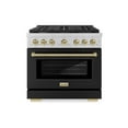 thumbnail image 1 of ZLINE Autograph Edition 36 in. 5.2 cu. ft. 6 Burner Gas Range with Convection Gas Oven in Stainless Steel with Black Matte Door and Champagne Bronze Accents (SGRZ-BLM-36-CB), 1 of 7