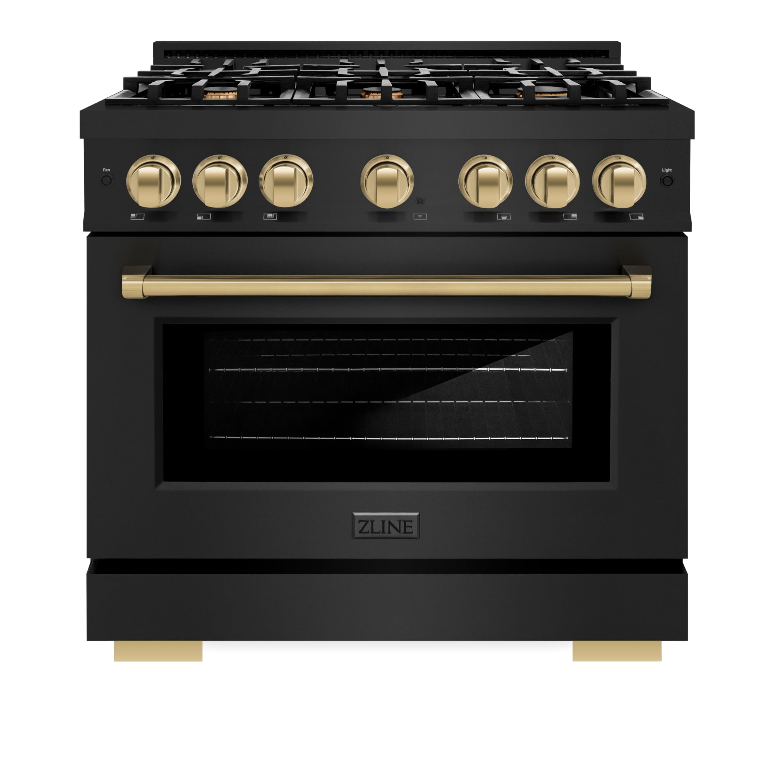 ZLINE Autograph Edition 36 in. 5.2 cu. ft. Classic Gas Range with 6 Burner Cooktop and Convection Gas Oven in Stainless Steel with White Matte Door and Polished Gold Accents, Open Box-Great Condition